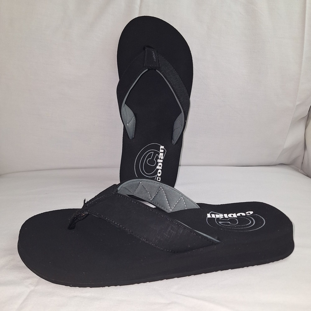 Men's‎ Black Cobian Floater 2 Flip Flops Sandals With Arch Support Size 9